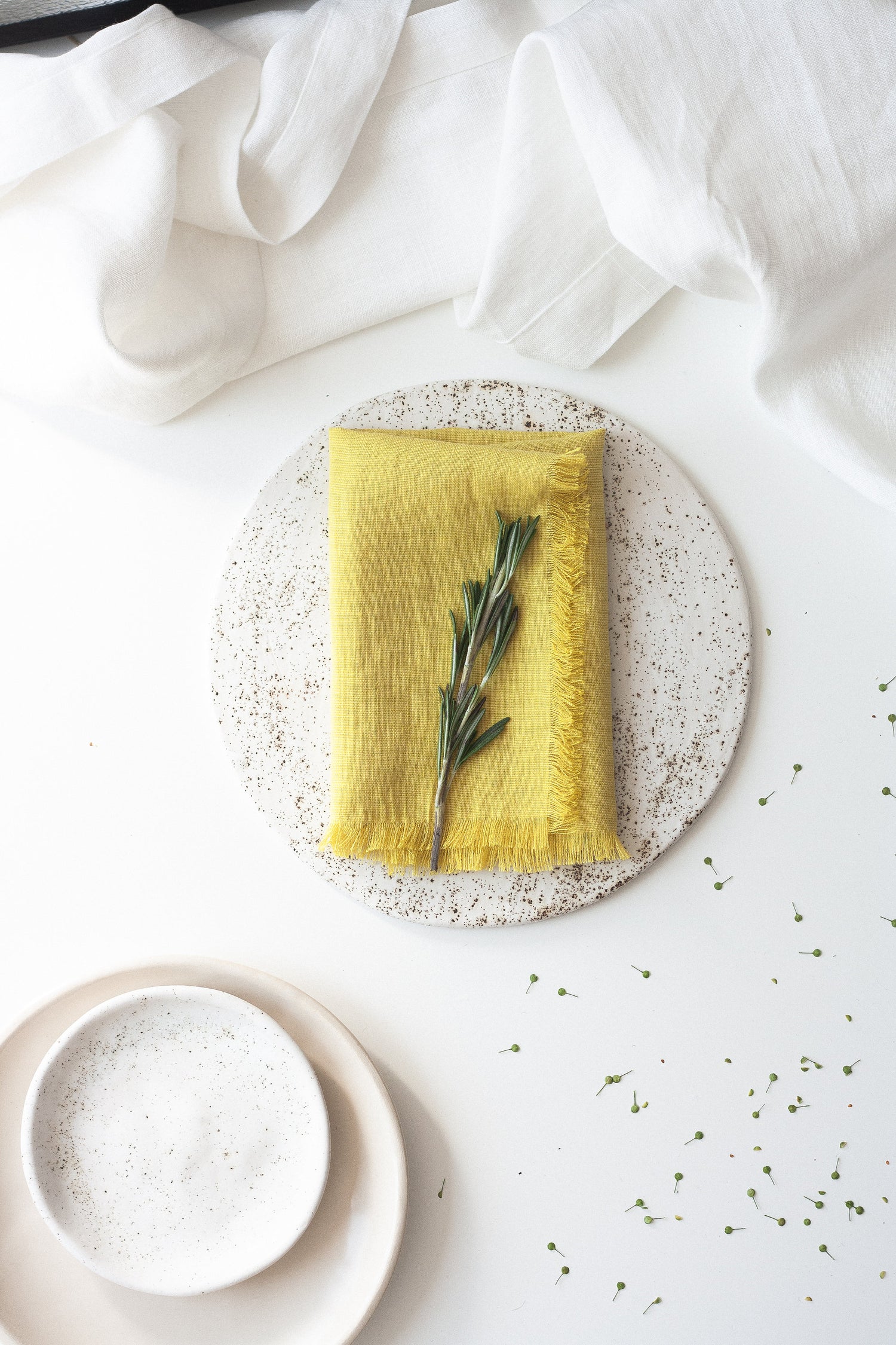 Chartreuse Yellow Fringed Linen Napkins Set Of 2