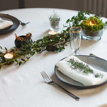 Off White Round Linen Tablecloth