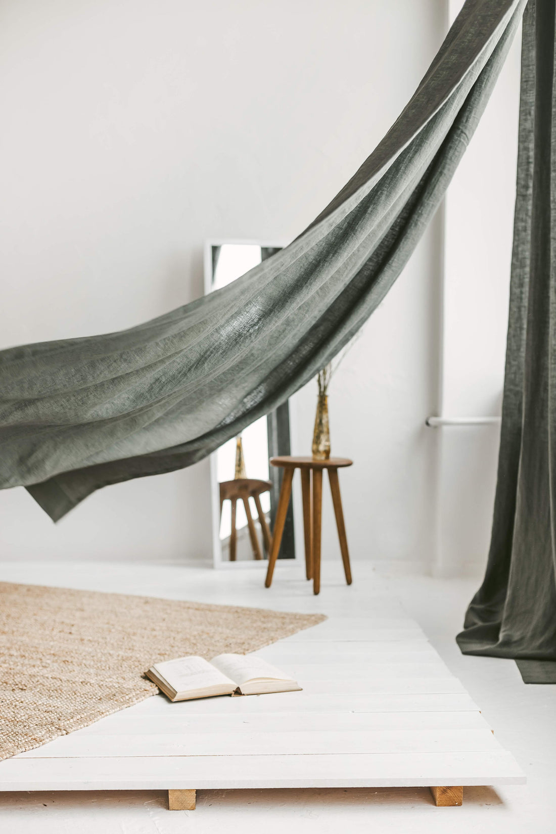 Safari Green Linen Curtain