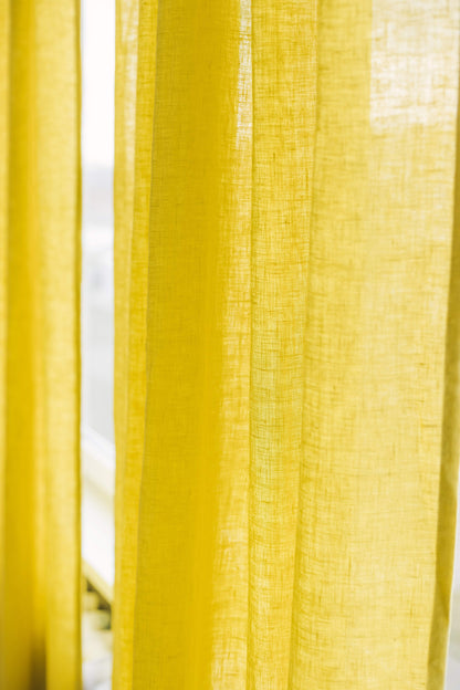 Chartreuse Yellow Linen Curtain