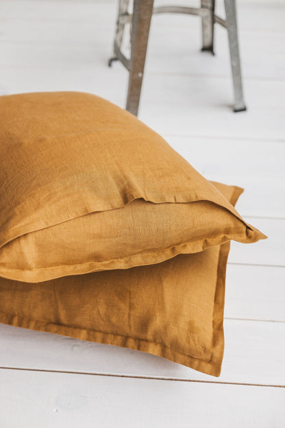 Amber Flanged Linen Pillow Case