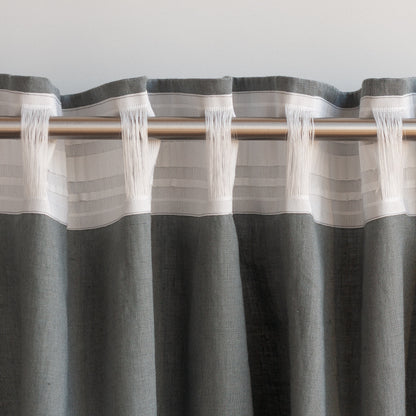 86.6&quot;/220 Cm Width Light Gray Linen Curtain