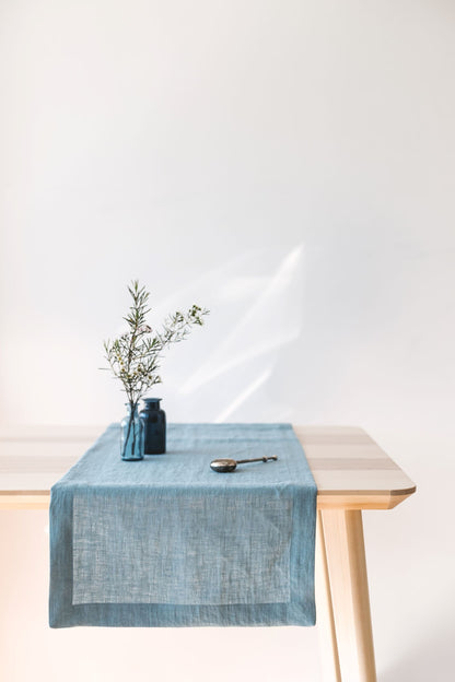 Dusty Aqua Linen Table Runner