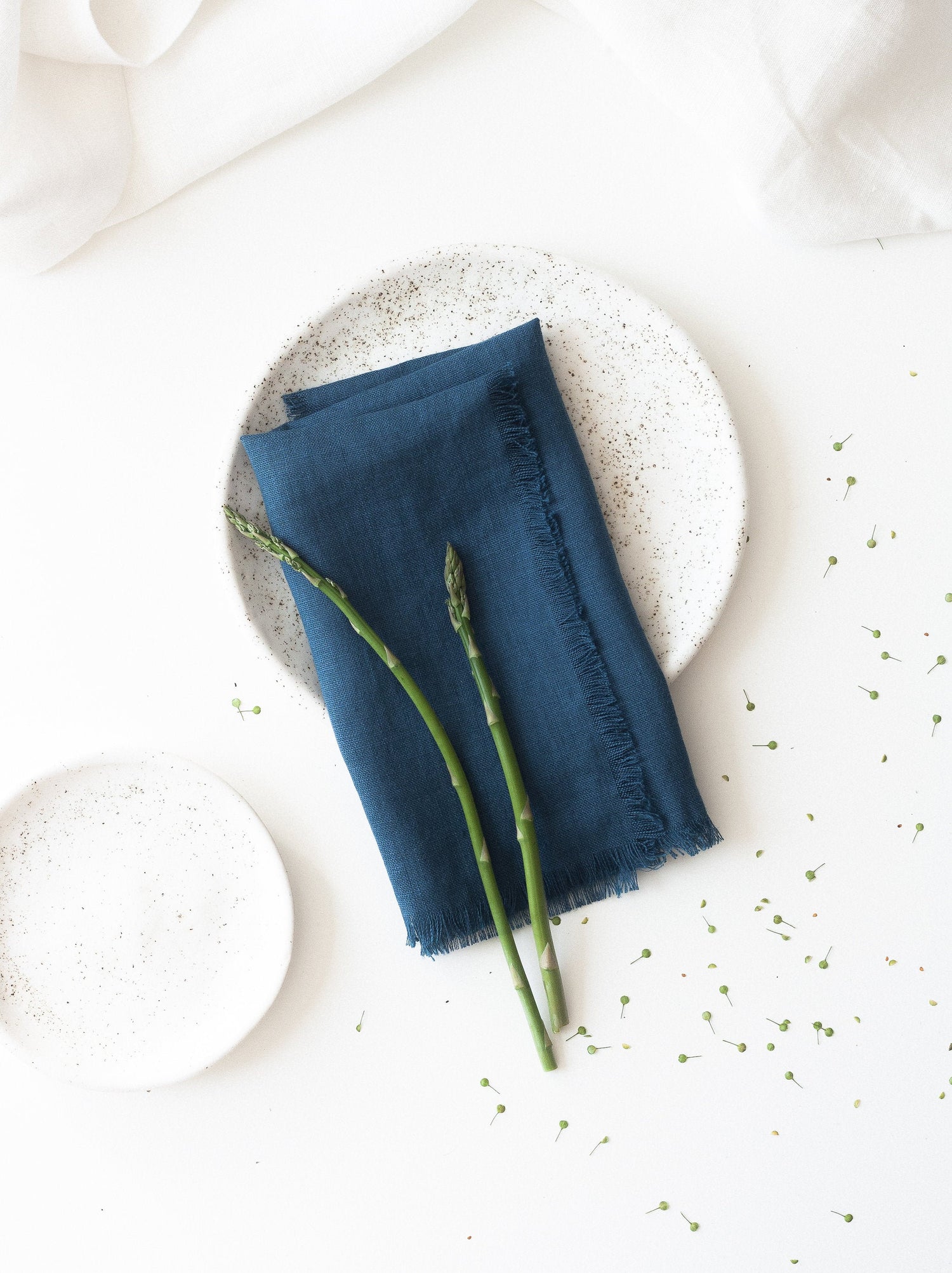 Harbour Blue Fringed Linen Napkins Set Of 2
