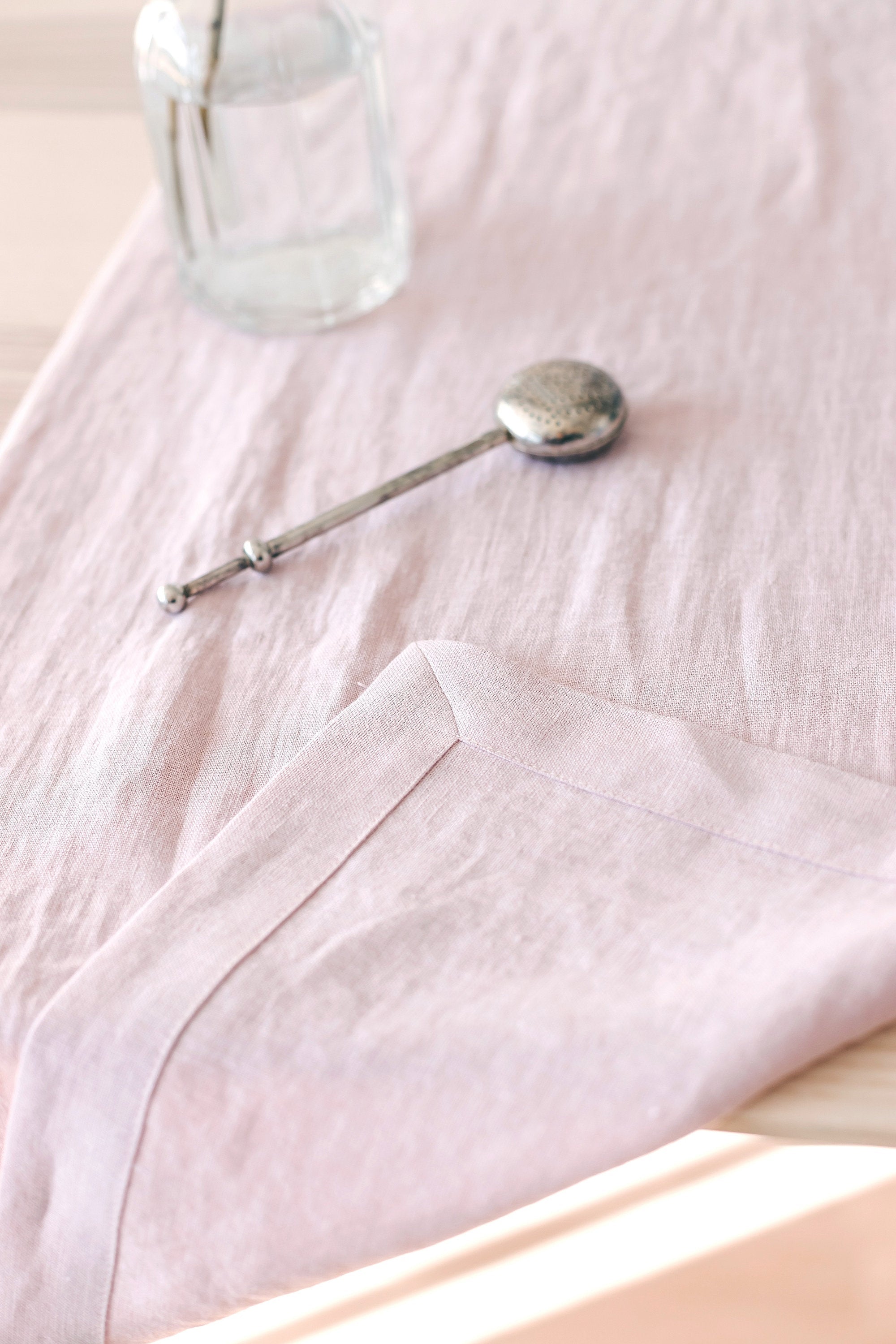 Pastel Pink Linen Table Runner