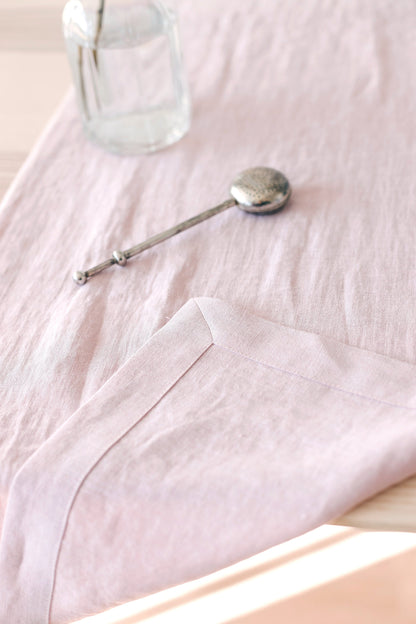 Pastel Pink Linen Table Runner