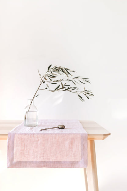 Pastel Pink Linen Table Runner