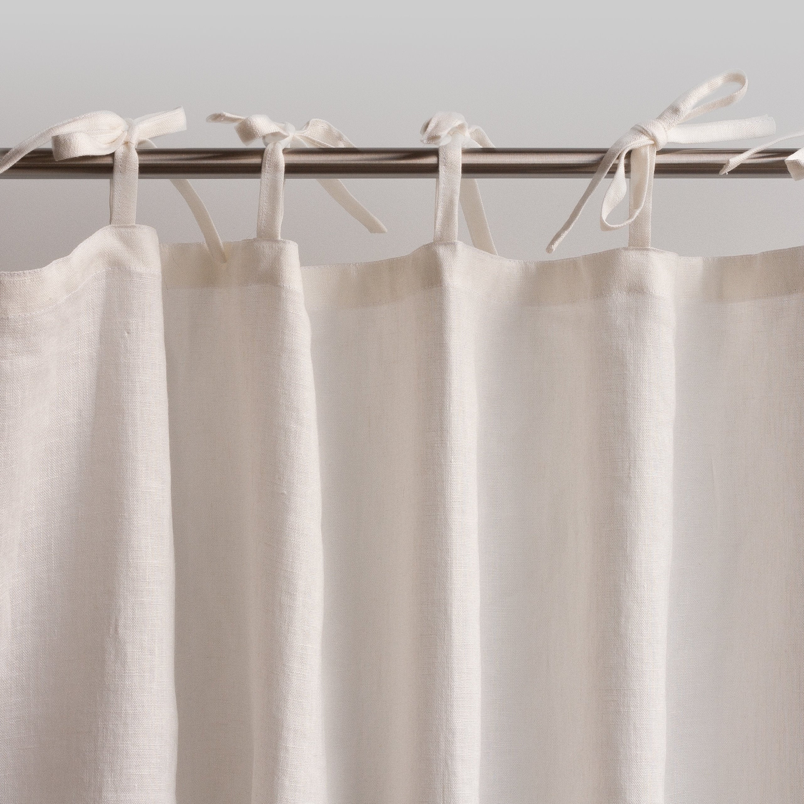 86.6&quot;/220 Cm Width Natural Light Linen Curtains With Tabs