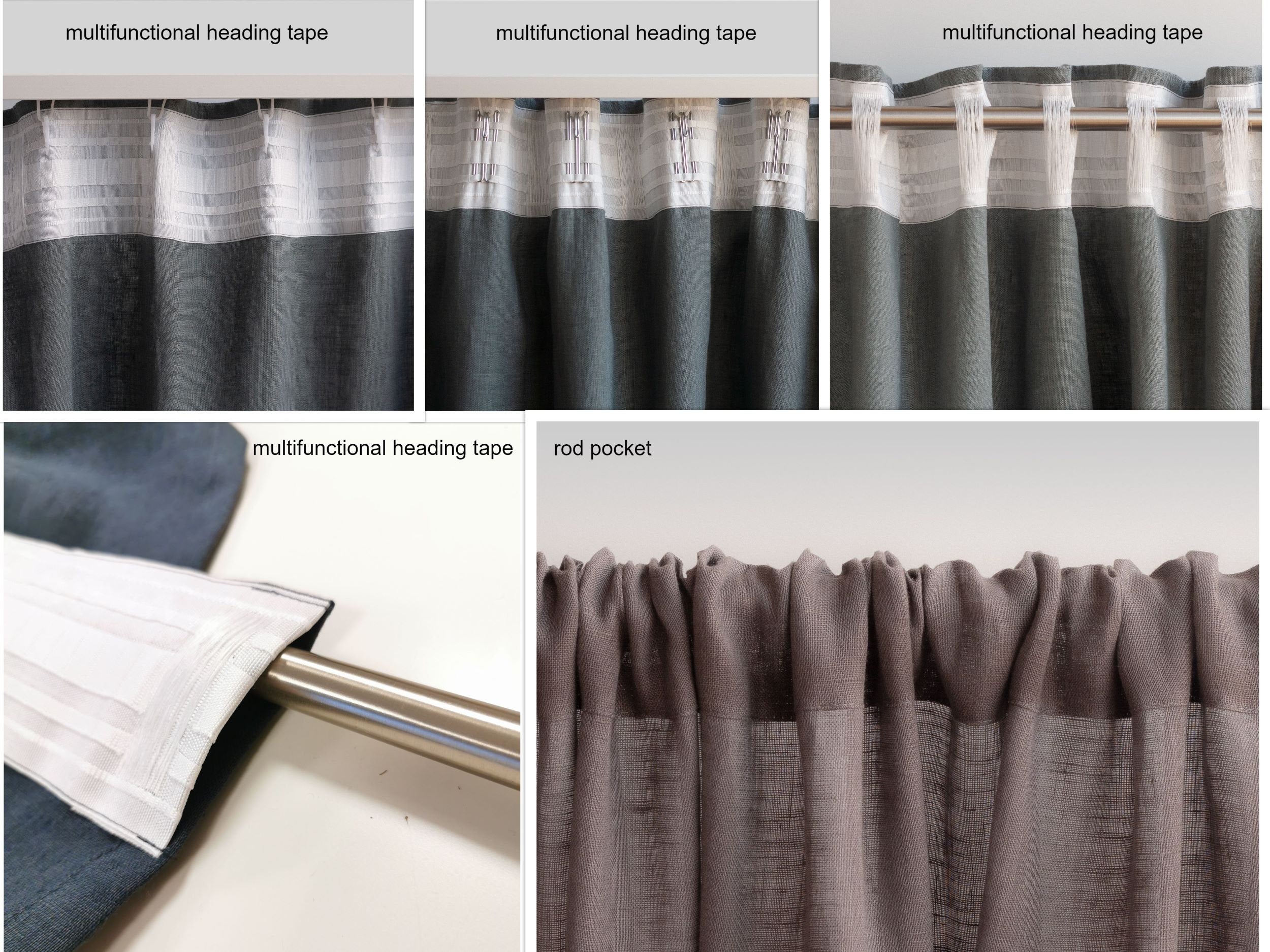 86.6&quot;/220 Cm Width Light Gray Linen Curtain