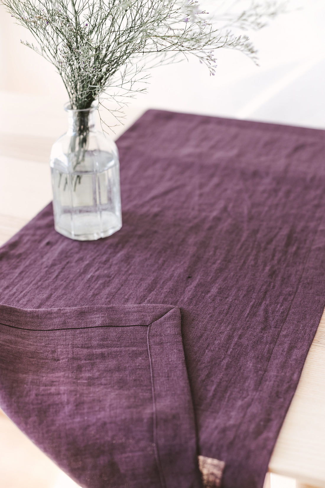 Plum Linen Table Runner