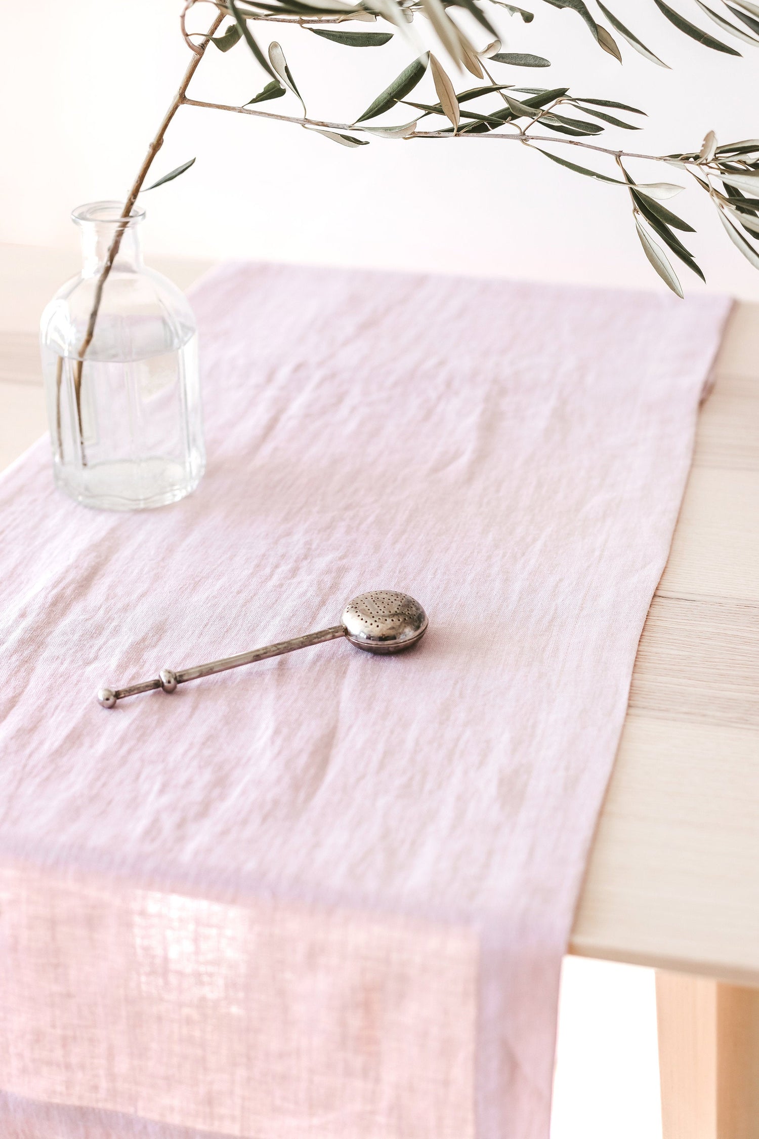 Pastel Pink Linen Table Runner