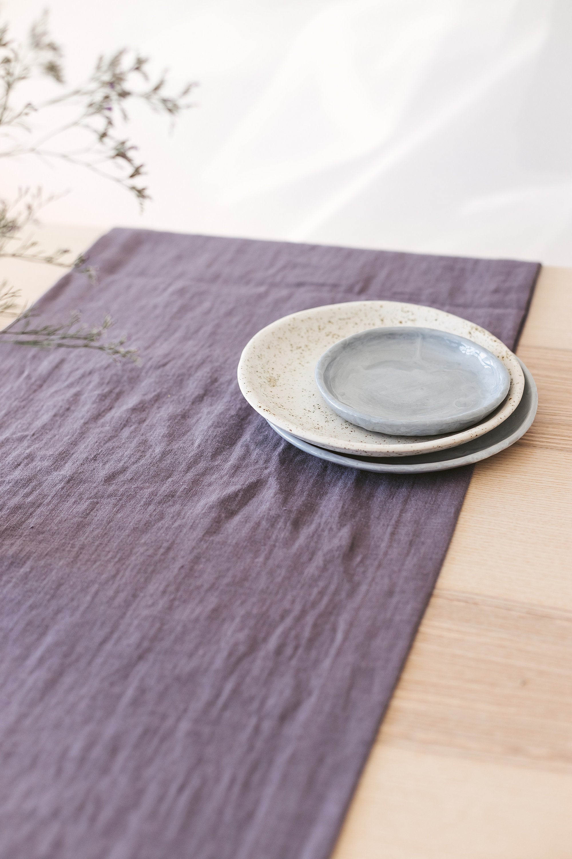 Grape Linen Table Runner