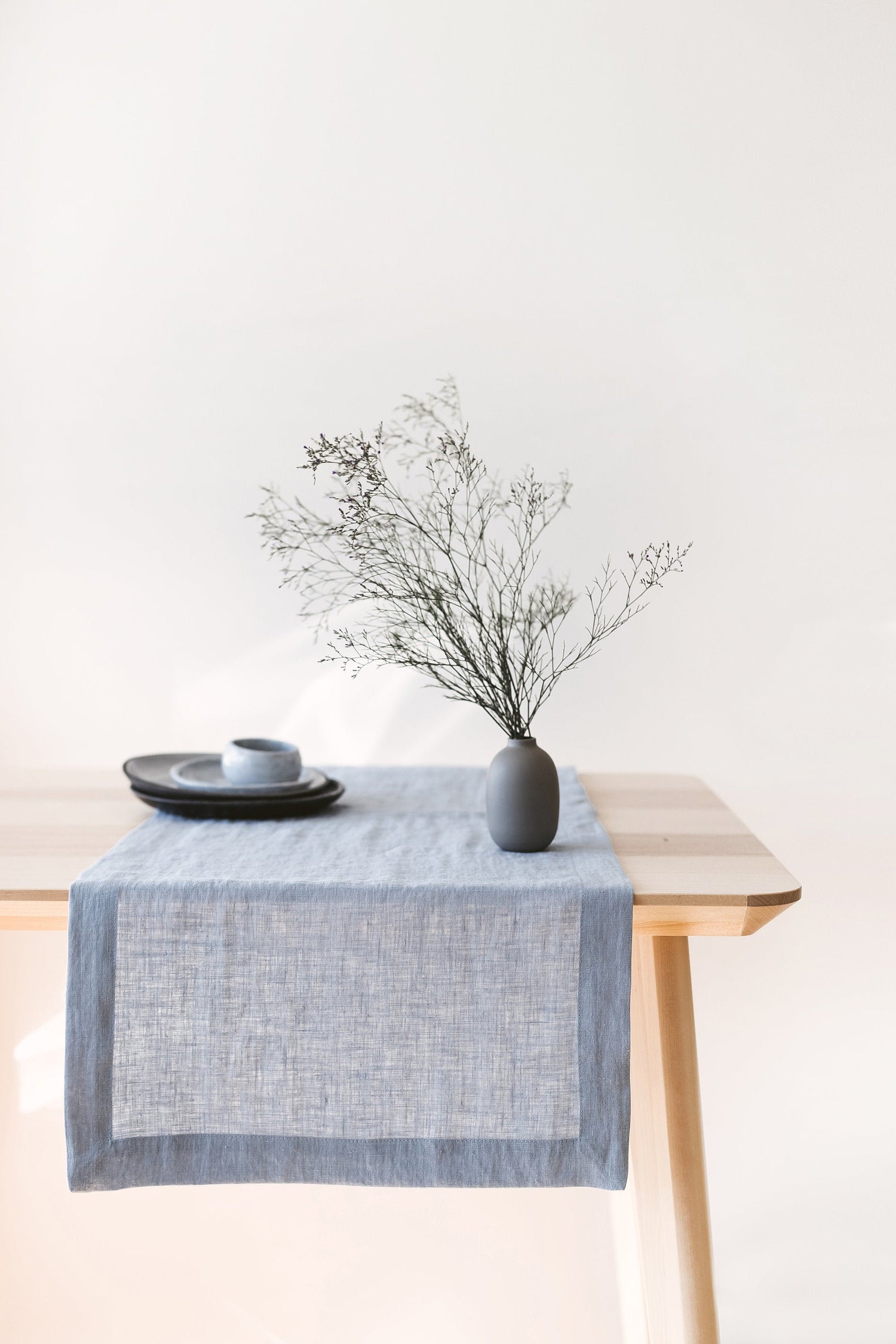Ice Blue Linen Table Runner