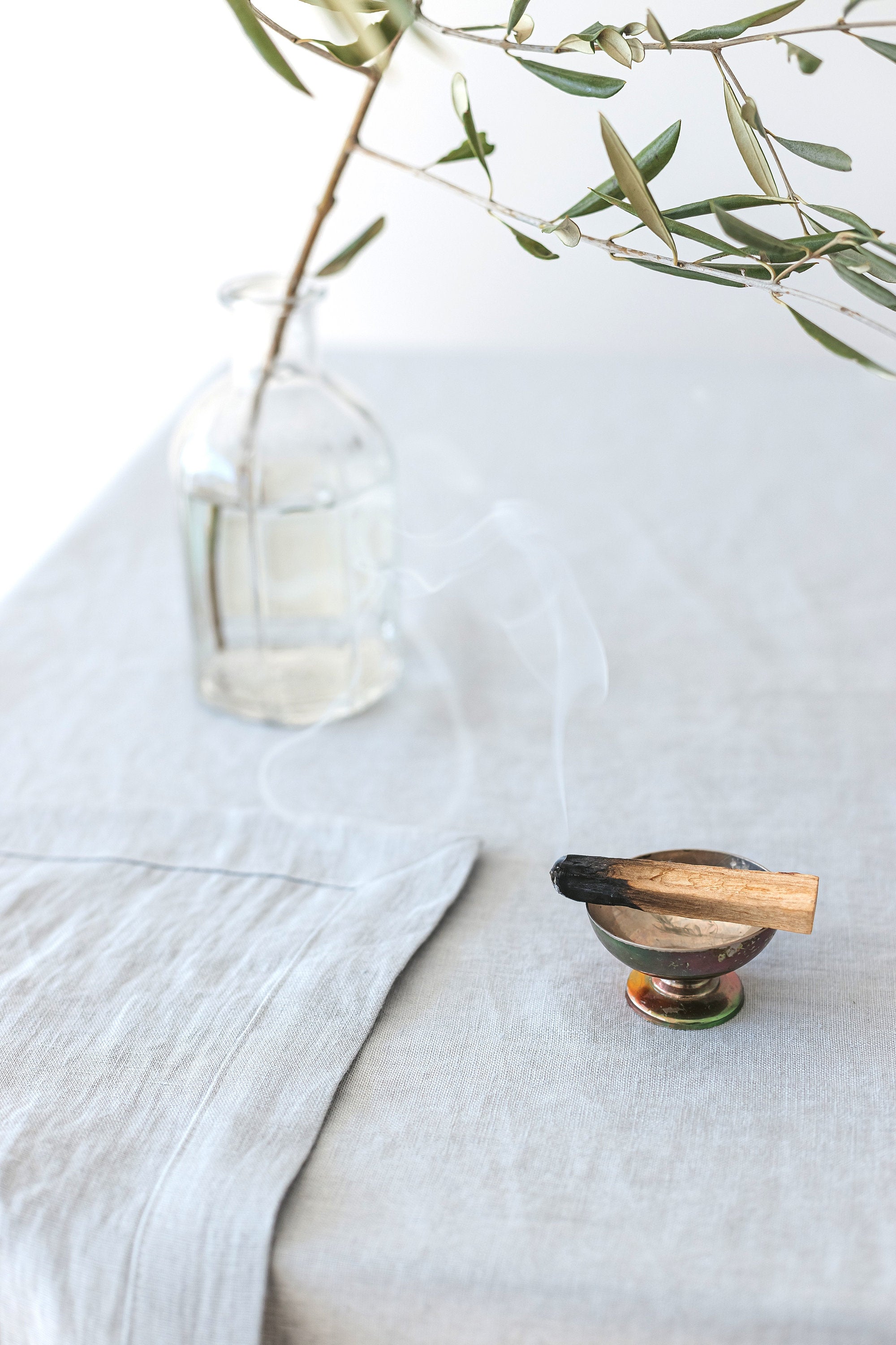 Cloud Gray Linen Tablecloth
