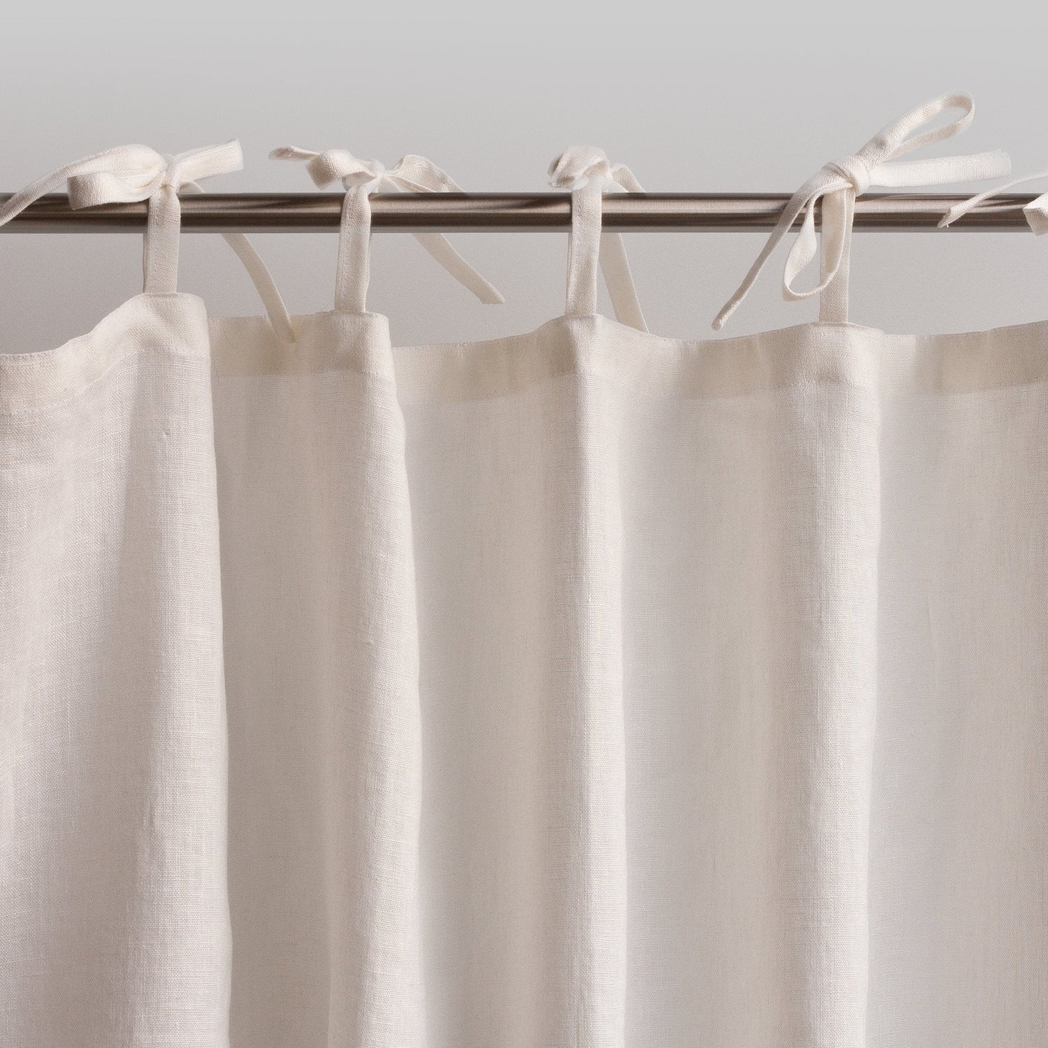 Lightweight White Linen Curtain With Tabs Or Ties