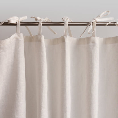 Lightweight White Linen Curtain With Tabs Or Ties