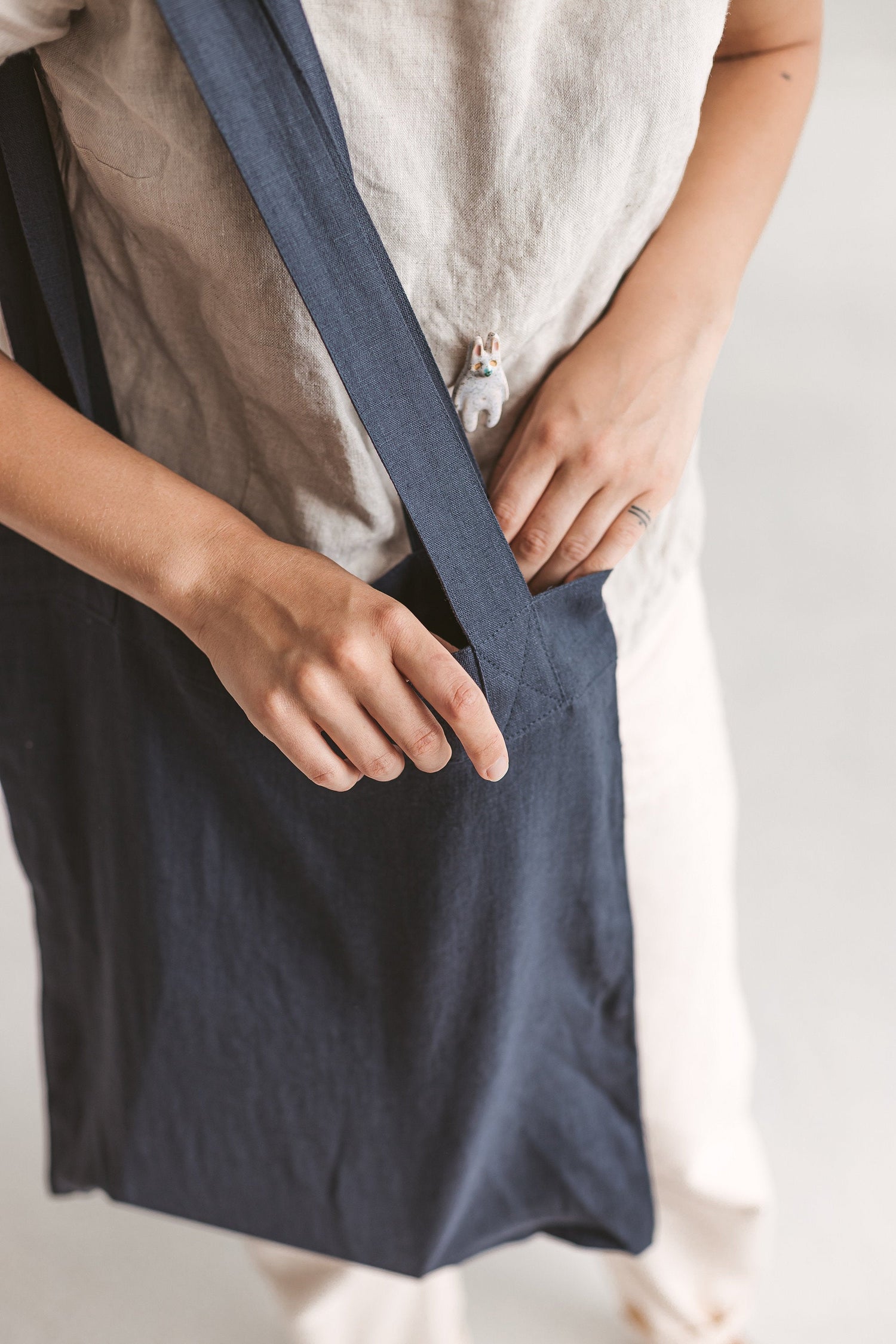 Set Of 2 Honey Linen Tote Bags