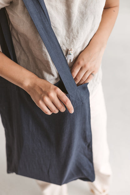 Set Of 2 Honey Linen Tote Bags