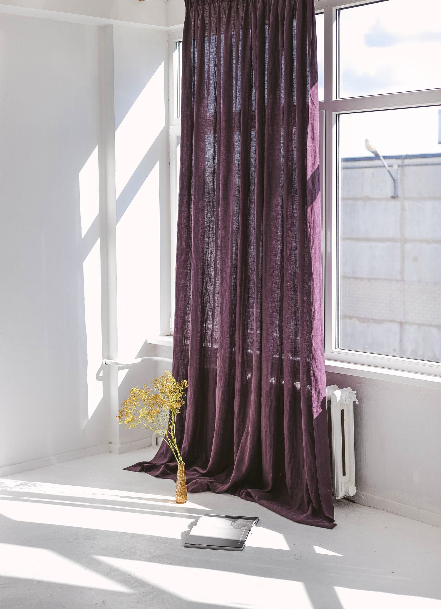110&quot;/ 280 Cm Width Plum Linen Curtain