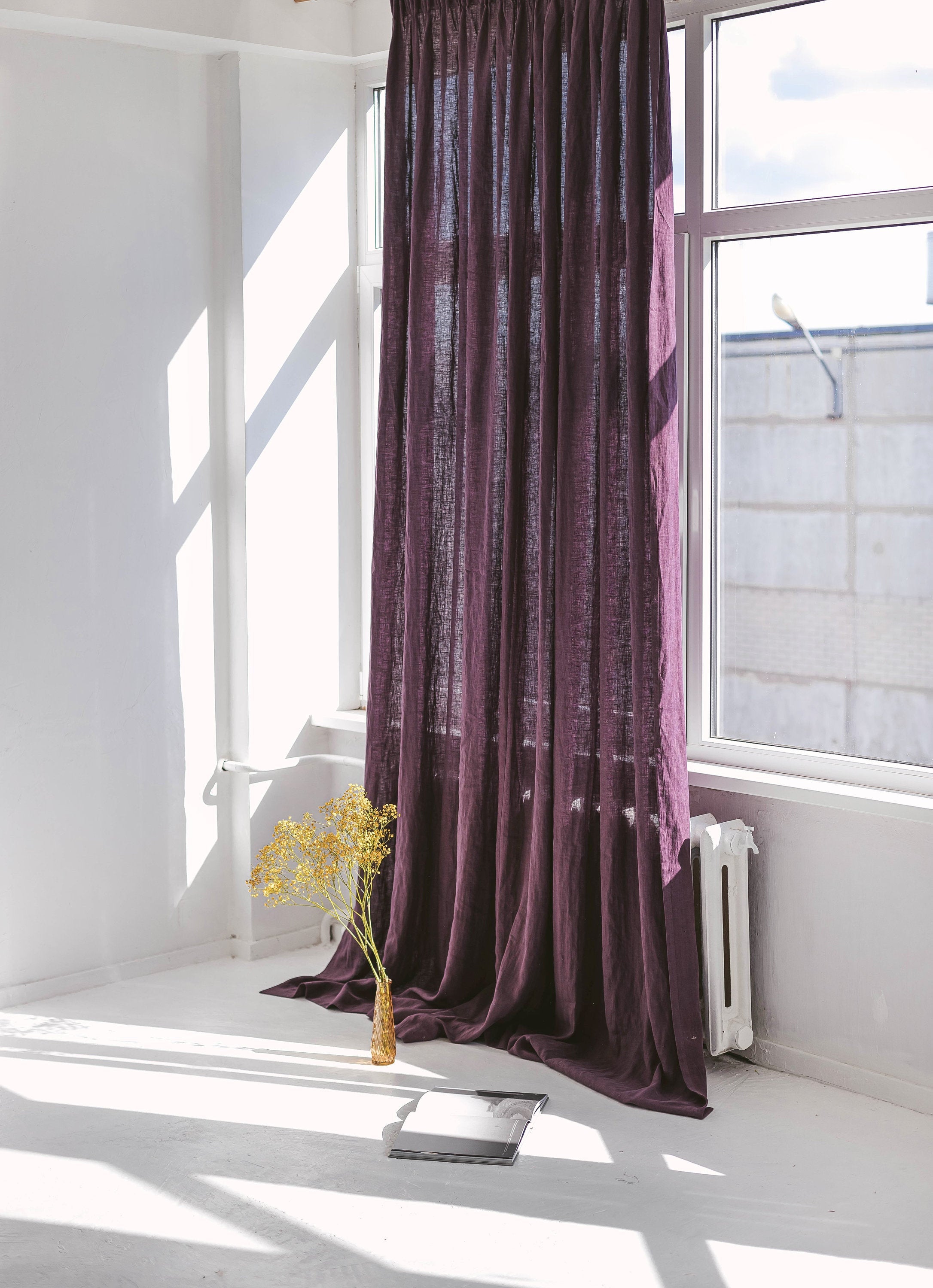 110&quot;/ 280 Cm Width Plum Linen Curtain