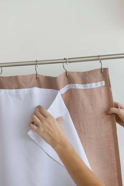 Waterproof Steel Blue Linen Shower Curtain 140CM / 55&