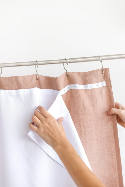 Waterproof Natural Striped Linen Shower Curtain 78&quot;/200CM WIDTH