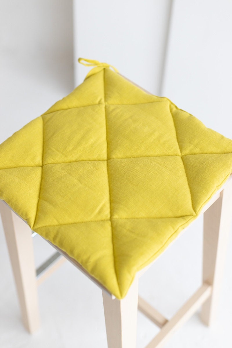 Chartreuse Yellow Linen Seat Pad