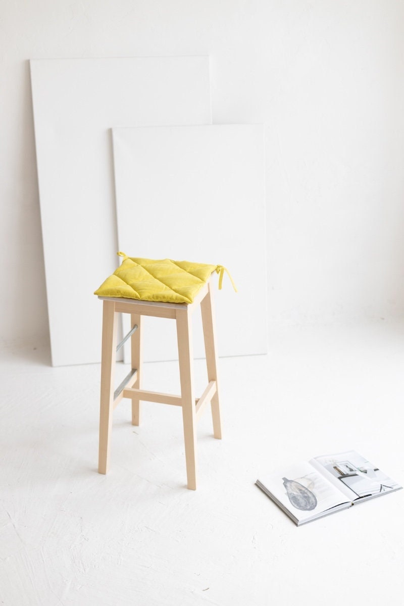 Chartreuse Yellow Linen Seat Pad