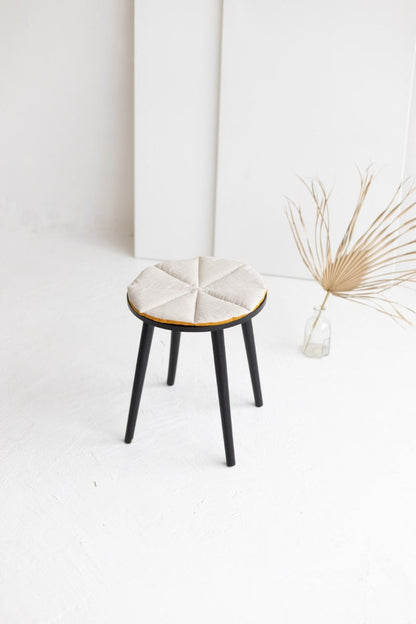 Mustard And Natural light Linen Seat Pad