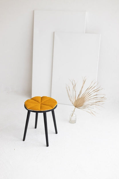 Mustard And Natural light Linen Seat Pad
