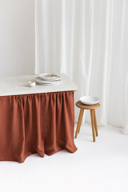 Rusty Linen Sink Skirt