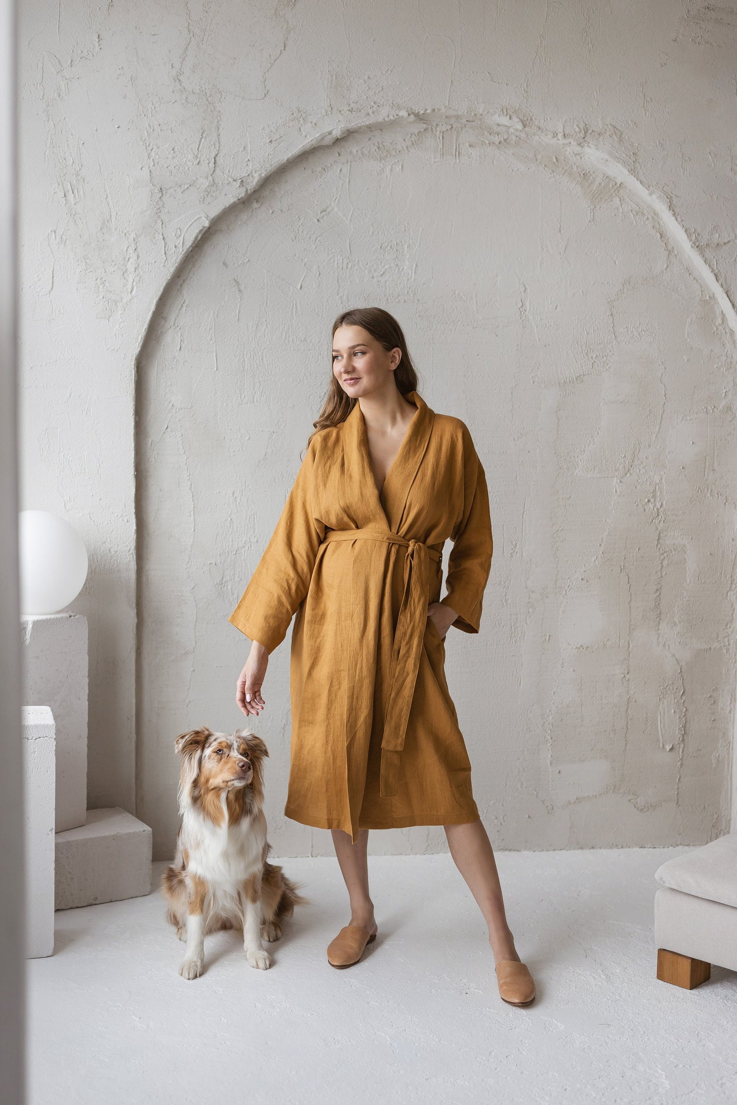 Linen Maternity Bathrobe