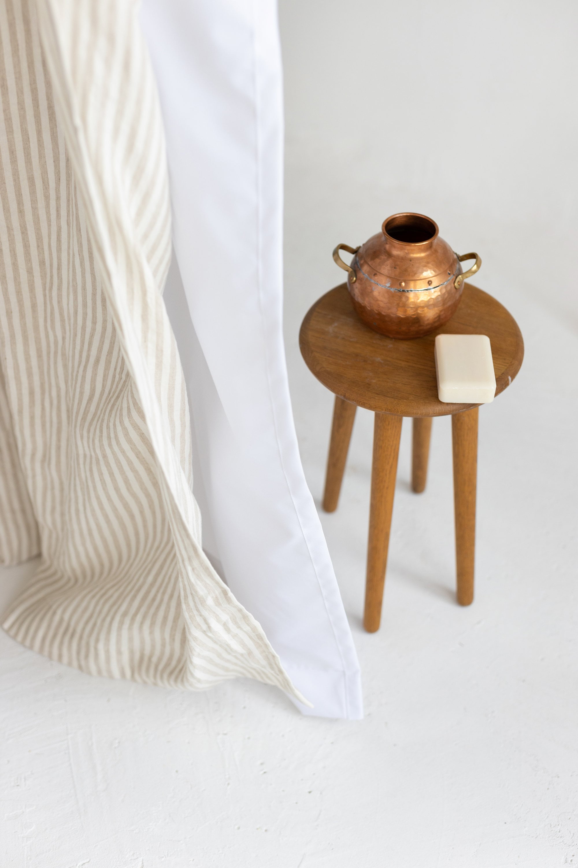 Waterproof Natural Striped Linen Shower Curtain 78&quot;/200CM WIDTH