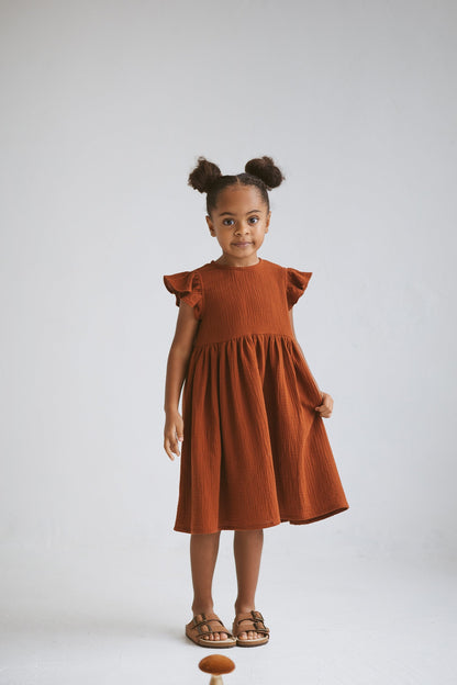 Terracotta Muslin Girls Dress