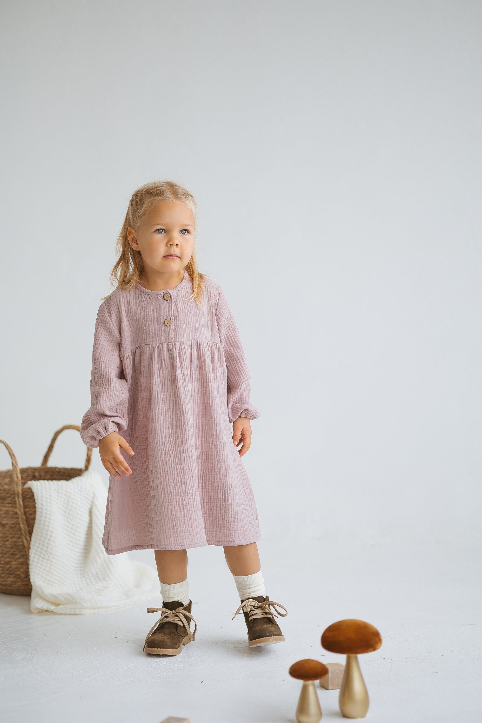 Pale Pink Muslin Girls Dress