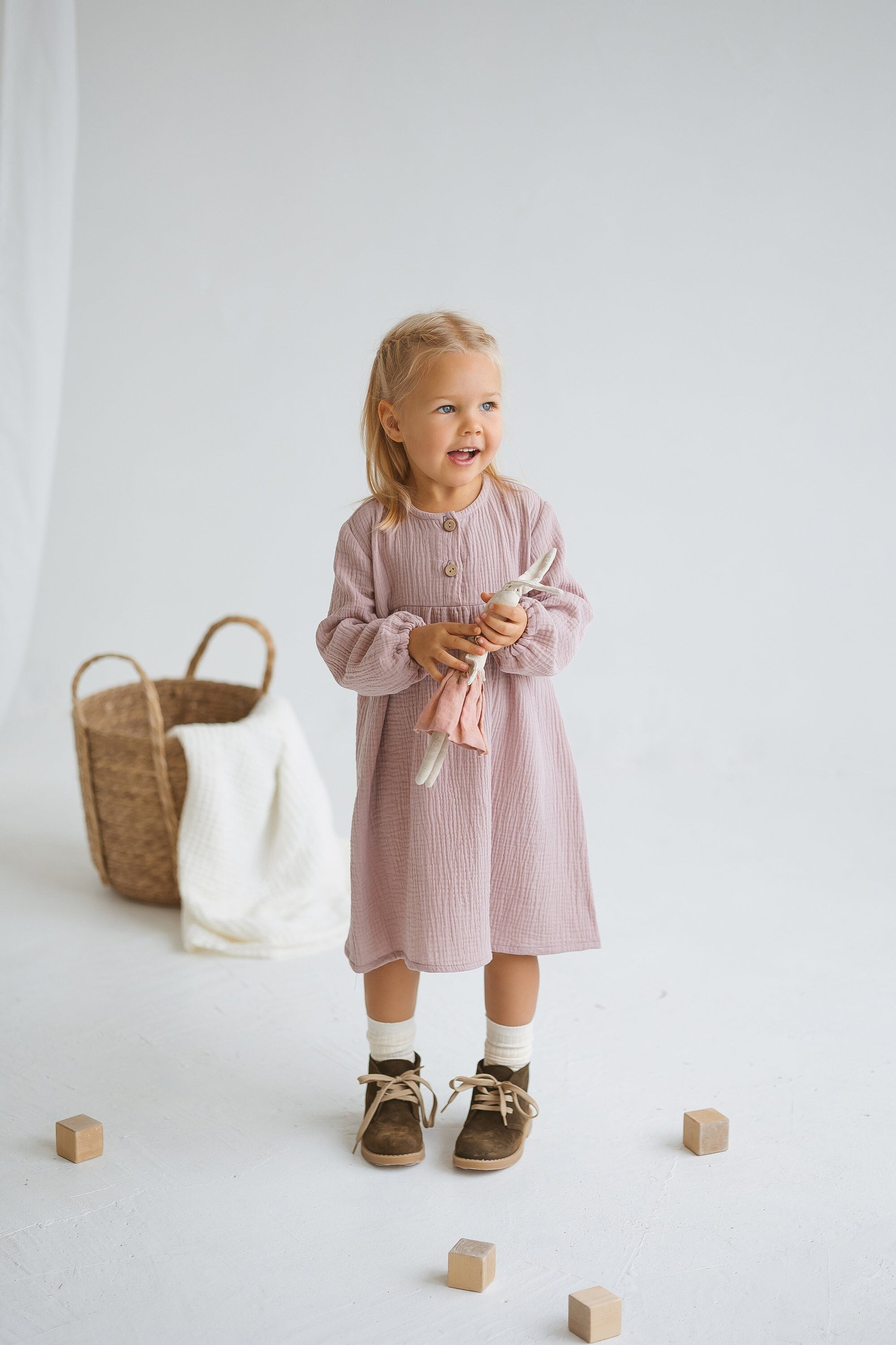 Pale Pink Muslin Girls Dress