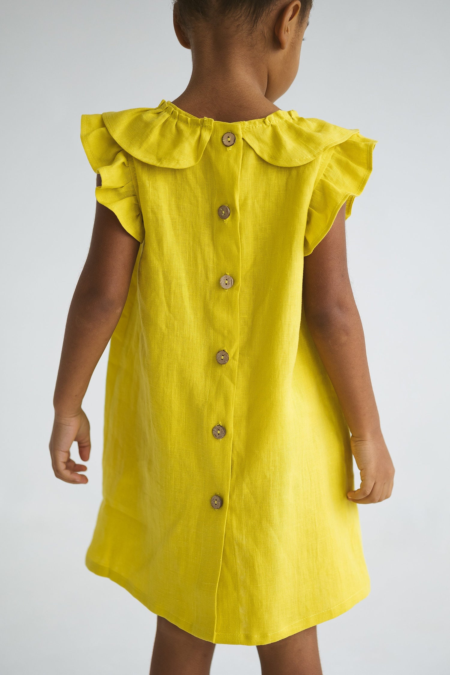 Chartreuse Yellow Linen Girls Dress