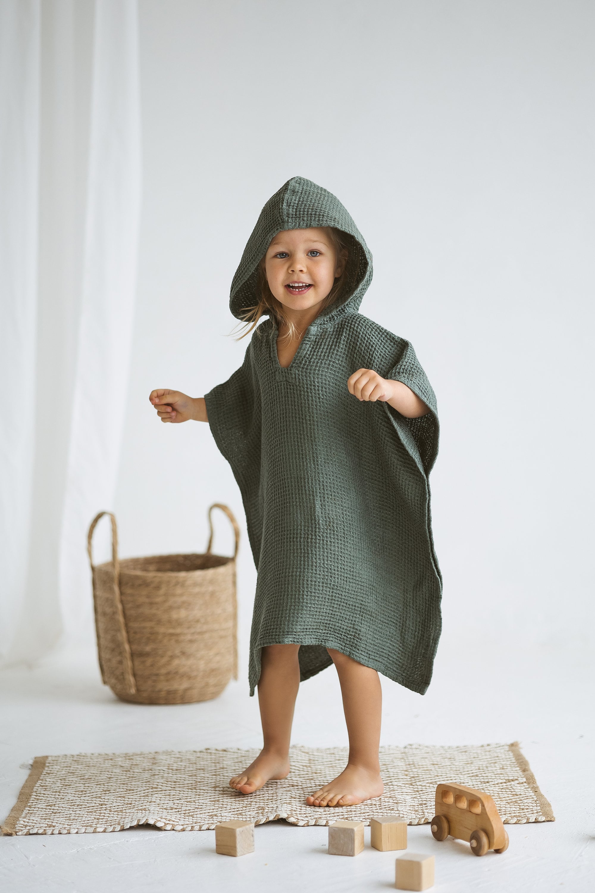 Linen Beach Poncho For Kids