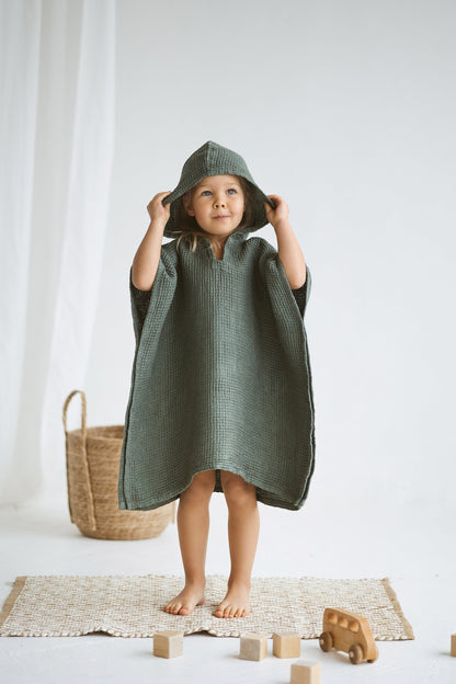 Linen Beach Poncho For Kids