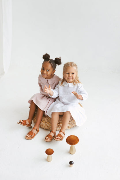White Linen Girls Dress