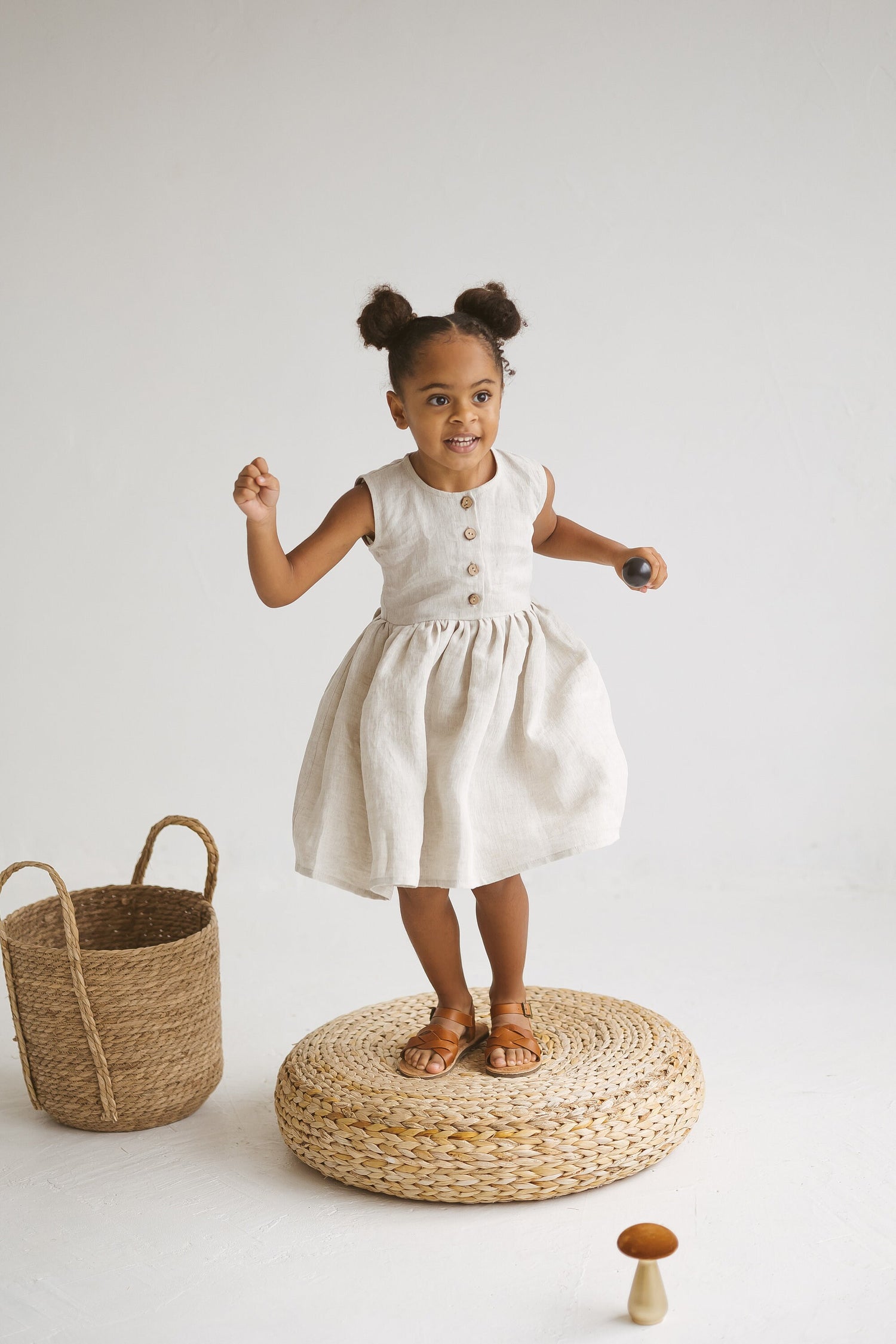 Natural light Linen Girls Dress