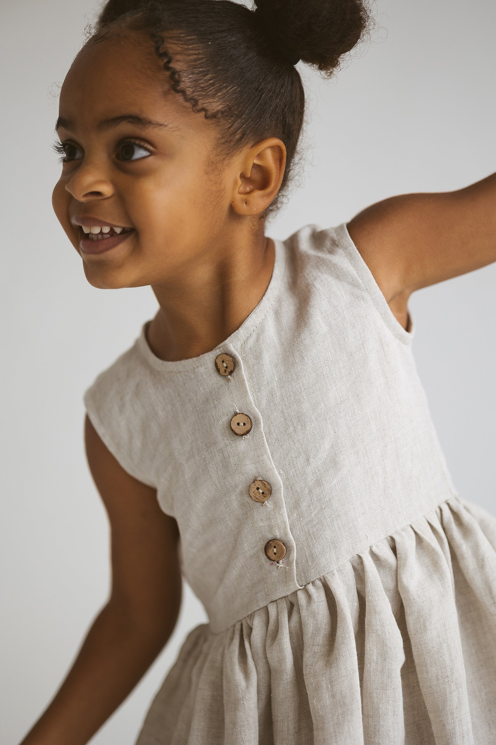 Natural light Linen Girls Dress