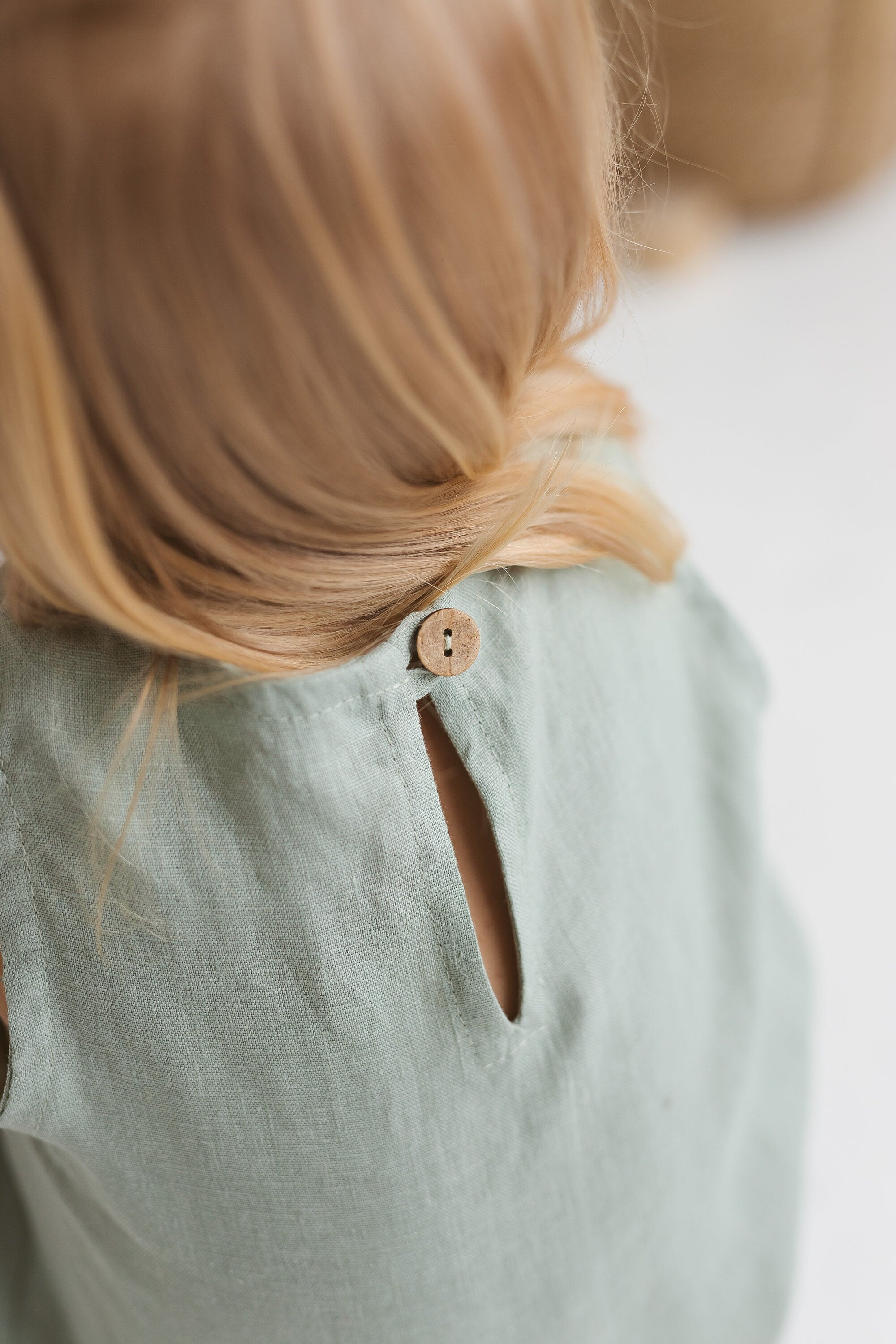 Sage Linen Girls Dress