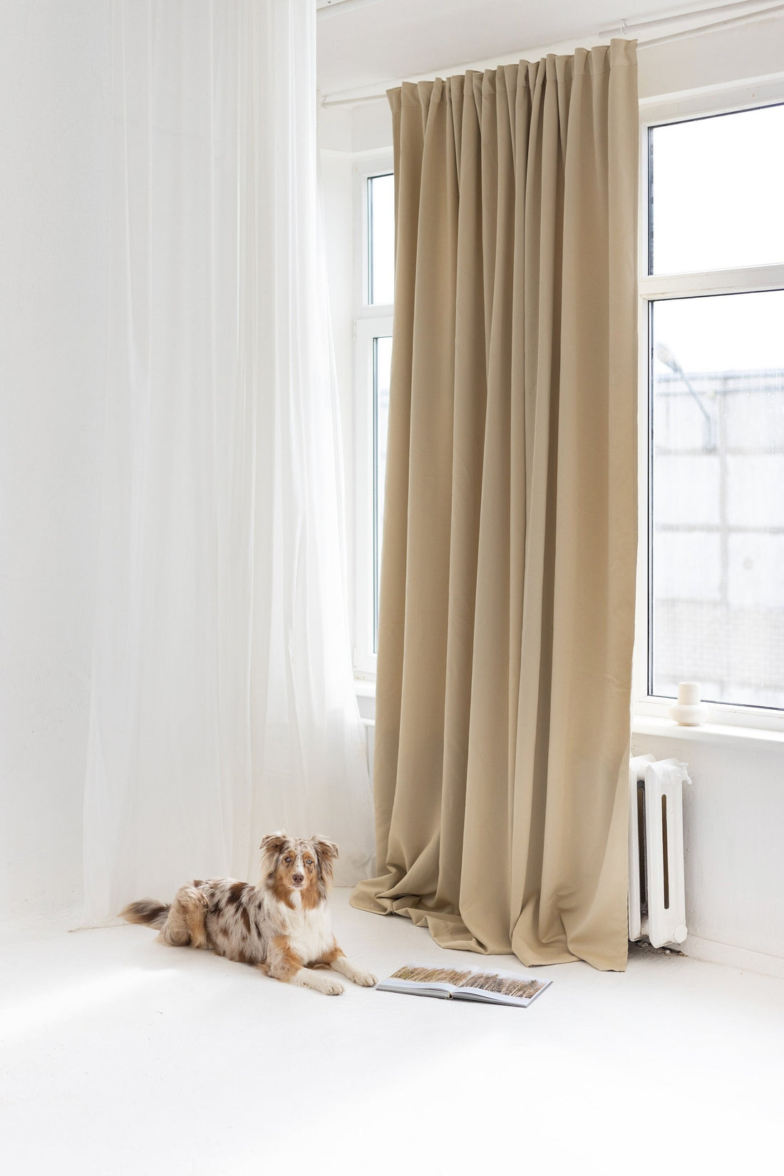 108&quot;/276 cm Wide Beige Blackout Curtain