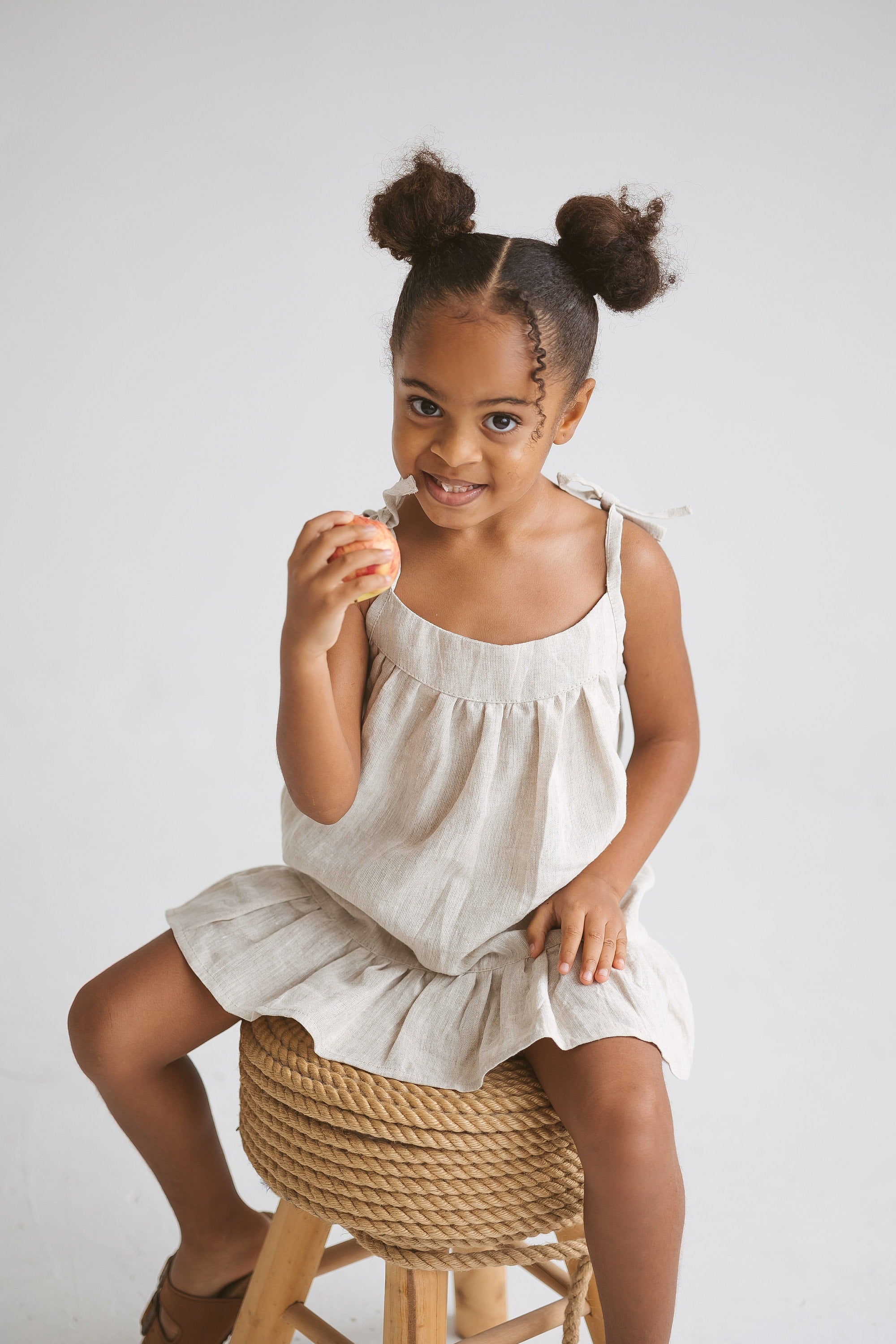 Natural light Linen Girls Dress