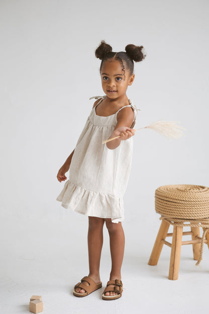 Natural light Linen Girls Dress