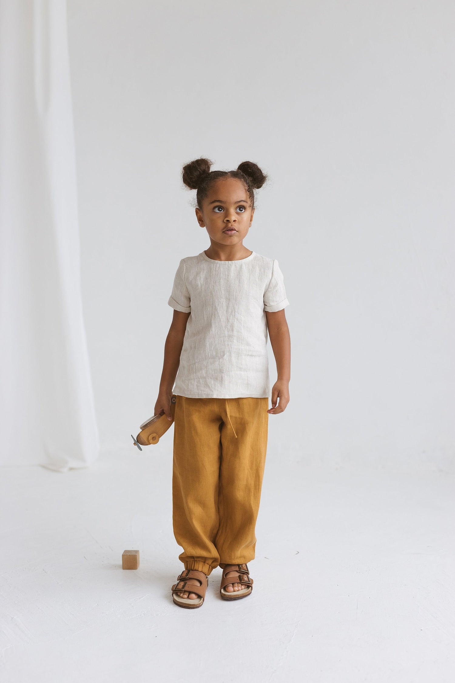 Natural light Linen Girls Top
