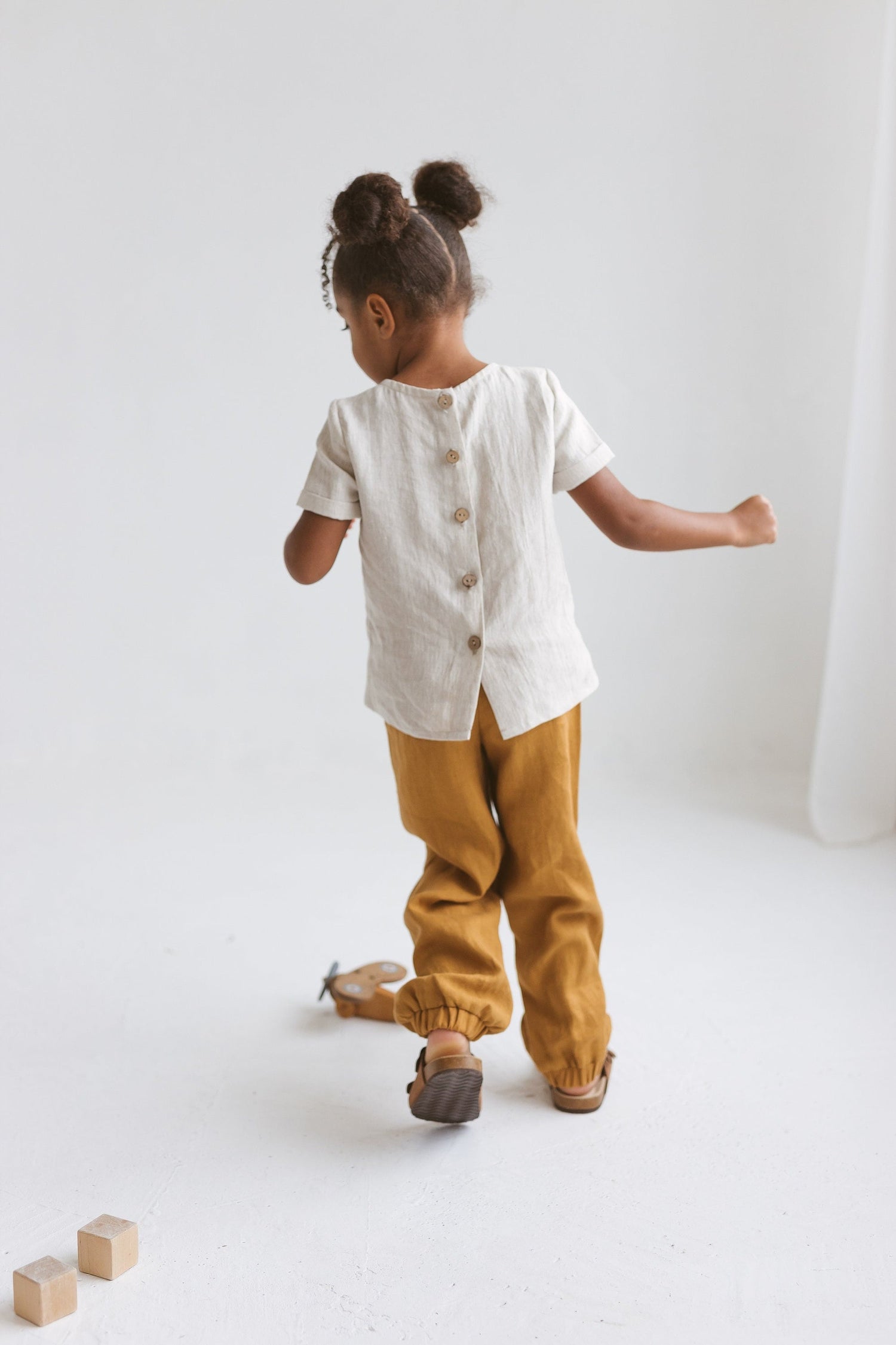 Natural light Linen Girls Top