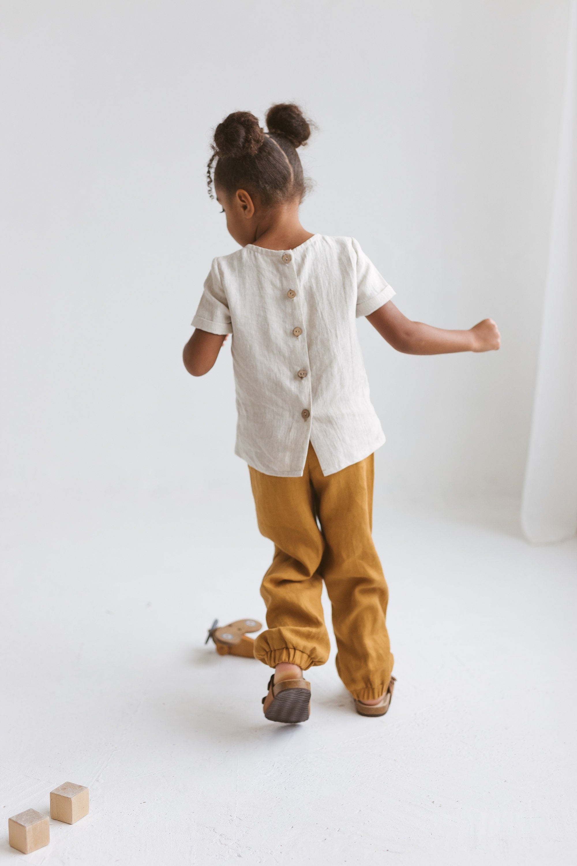 Natural light Linen Girls Top