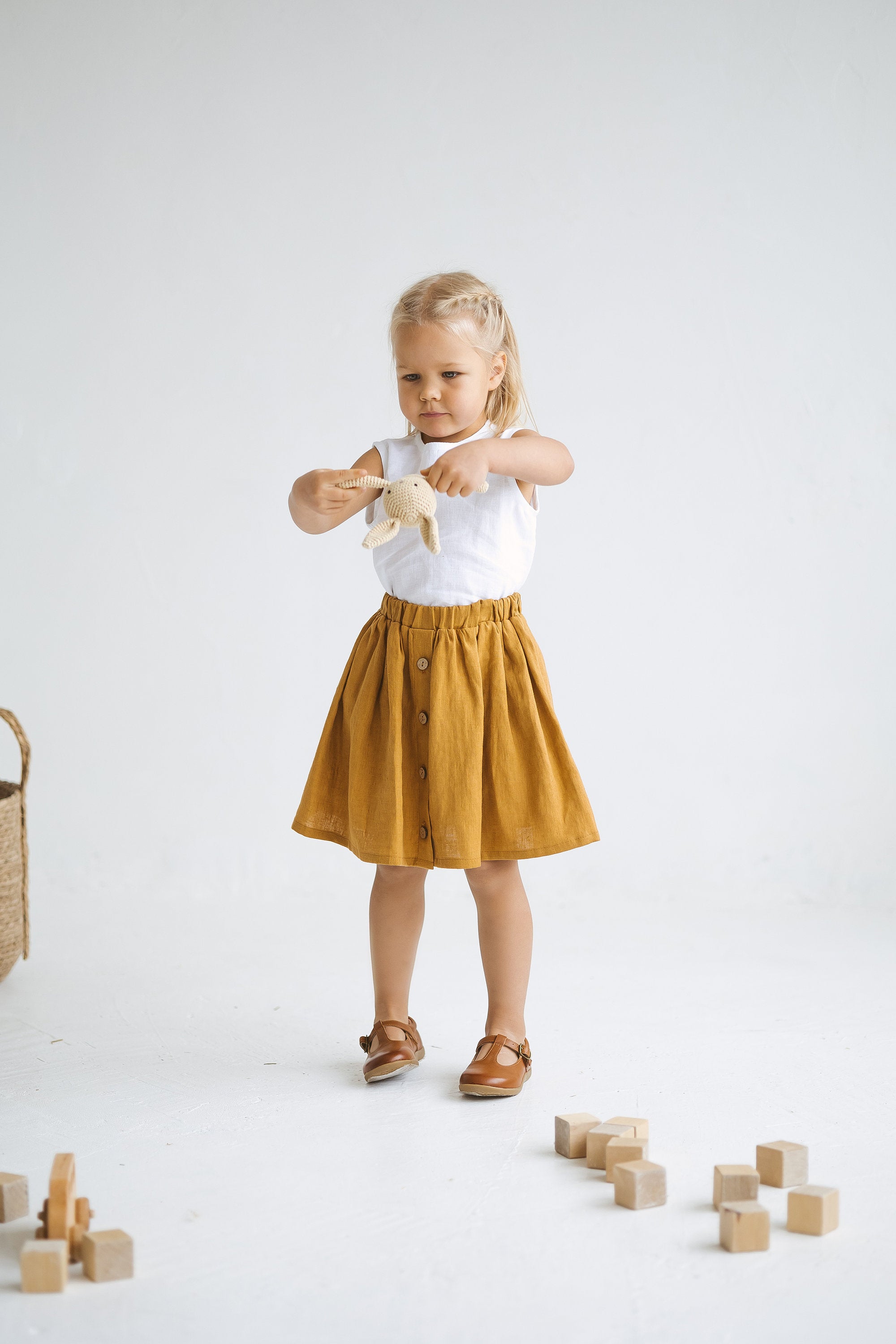 Amber Linen Girls Skirt